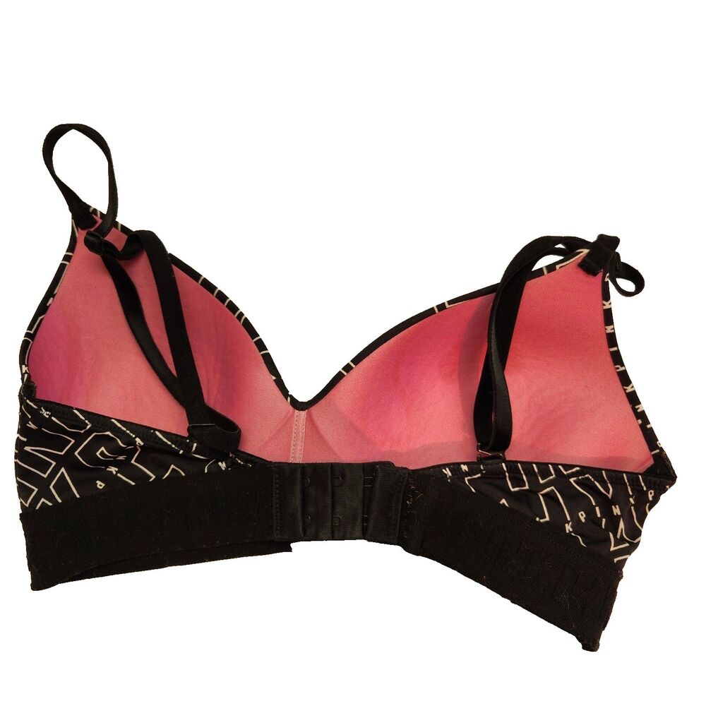 PINK Victoria’s Secret Wear Everywhere Wireless Bra Women’s 32C Black White Logo - Picture 3 of 7